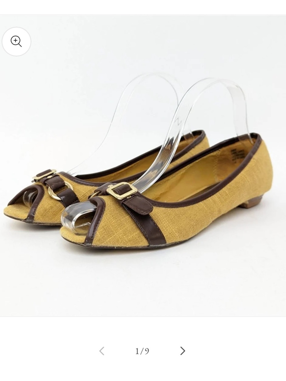 Diba  Brown Peep-Toe Buckle Flats